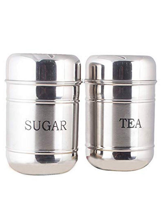 Kuber Industries 2 Pieces Stainless Steel Tea, Sugar Container Set, 500 Ml (Silver) -CTKTC038136, Standard