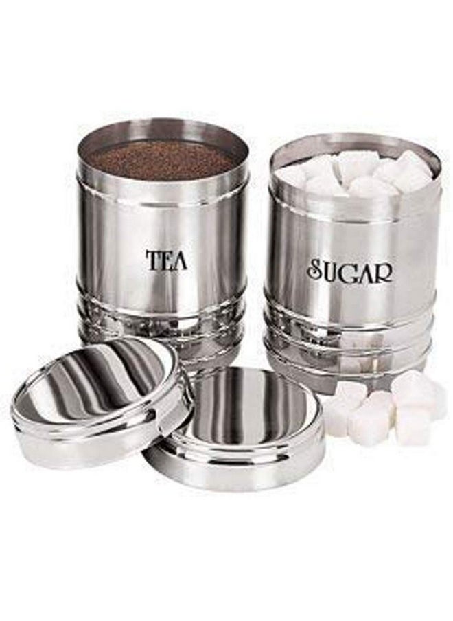 Kuber Industries 2 Pieces Stainless Steel Tea, Sugar Container Set, 500 Ml (Silver) -CTKTC038136, Standard