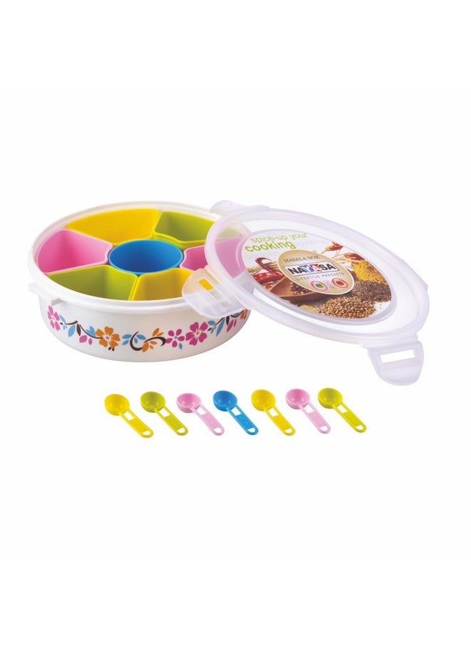 Nayasa Plastic Printed Masala Box | Masala Box For Kitchen | Plastic Masala Dabba | Multicolor