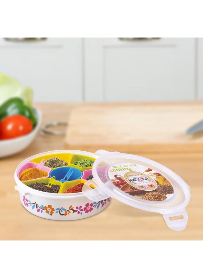 Nayasa Plastic Printed Masala Box | Masala Box For Kitchen | Plastic Masala Dabba | Multicolor