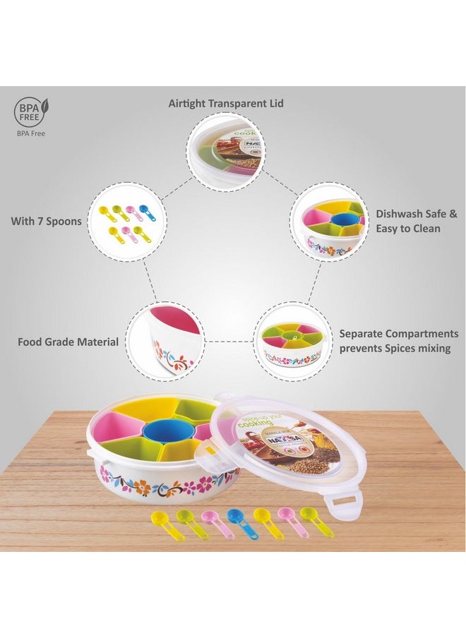 Nayasa Plastic Printed Masala Box | Masala Box For Kitchen | Plastic Masala Dabba | Multicolor