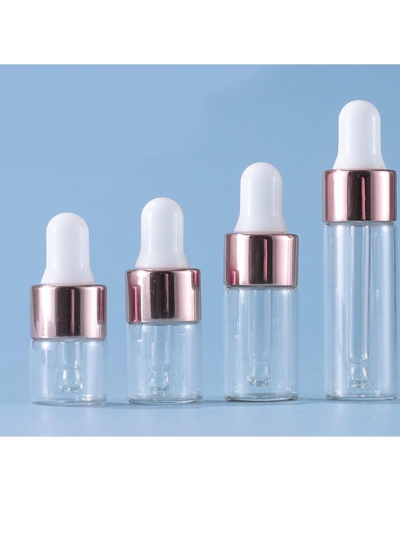 20Pack Set 1ML Glass Bottles with Glass Eye Dropper Dispenser for Sample Vial Small Essential Oil Bottle with Glass Eye Dropper, Colognes & Perfumes (Rose Gold-Clear)