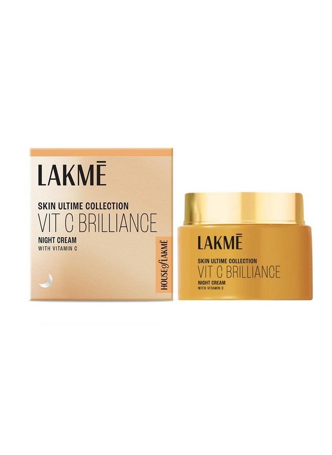 LAKMÉ 9To5 Vitamin C+ Night Cream with 98% Pure Vitamin C complex, to reduce Skin dullness and Glowing Skin, 50g