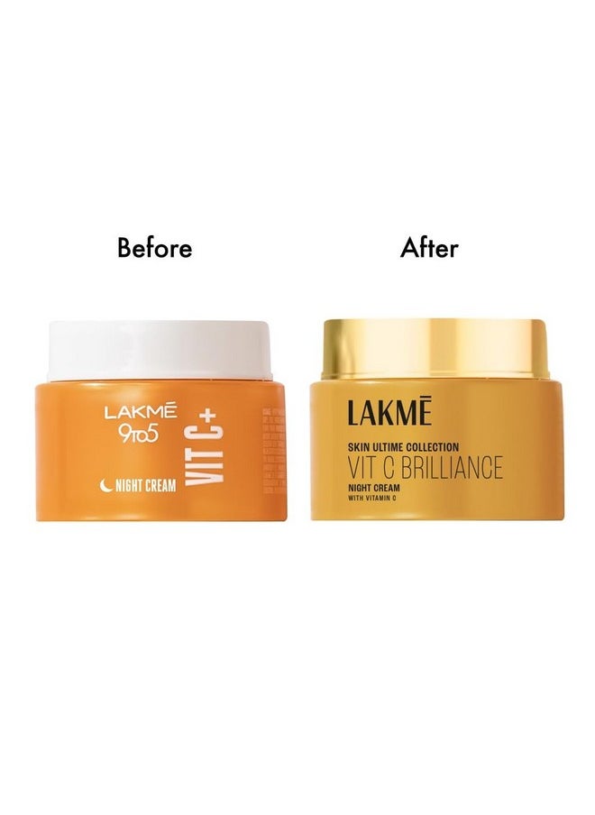 LAKMÉ 9To5 Vitamin C+ Night Cream with 98% Pure Vitamin C complex, to reduce Skin dullness and Glowing Skin, 50g