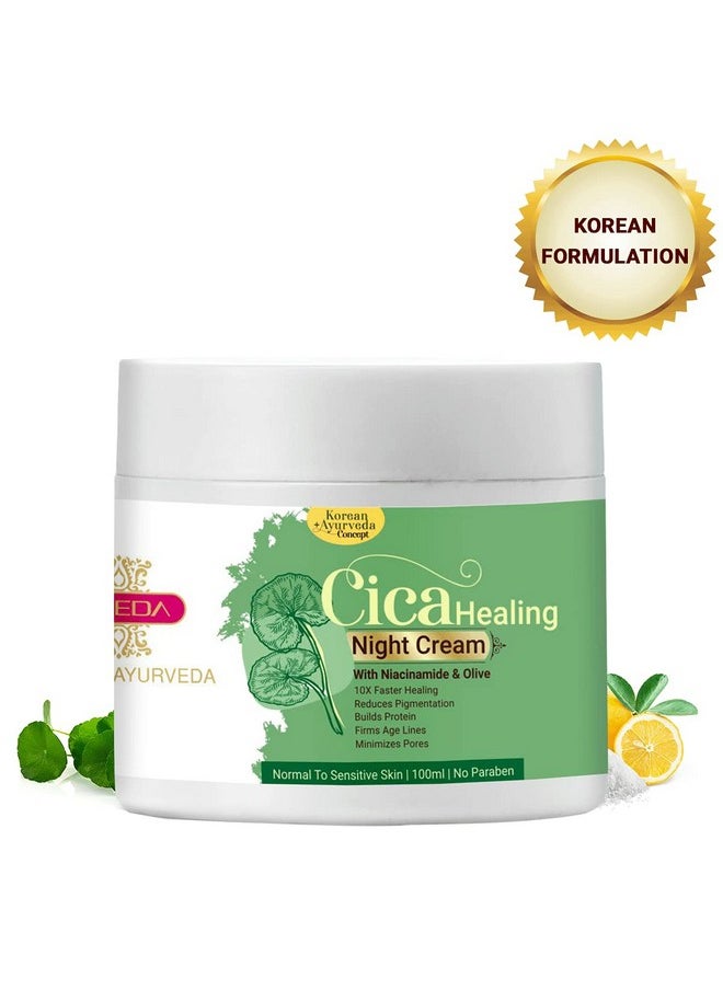 Inveda Cica Healing Night Cream, Reduces Pigmentation, Acne Scars Made with Cica and Olive Goodness to Firm Age Lines & Minimize Open Pores, 100ml