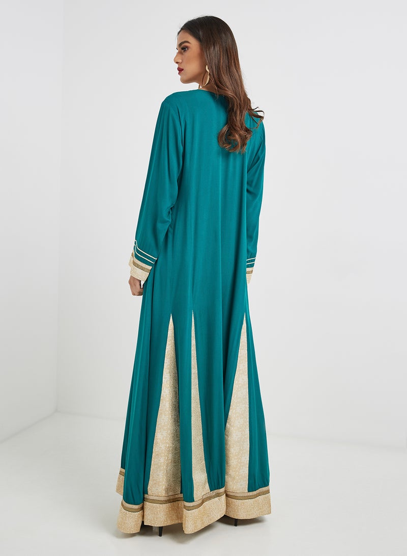 Traditional Scoop Neck Jalabiya Green