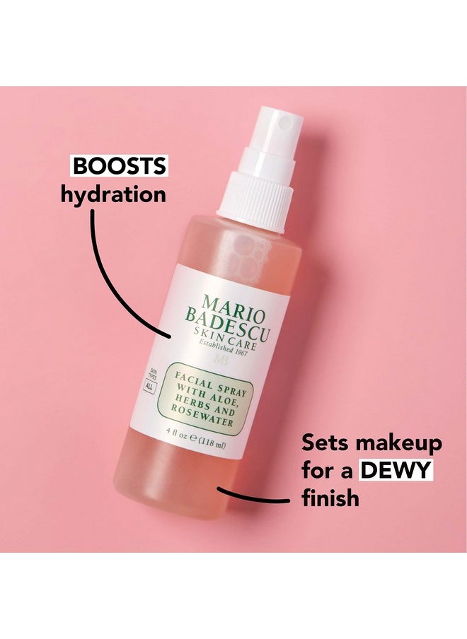 Mario Badescu Facial Spray with Aloe, Herbs and Rose Water for All Skin Types, Face Mist that Hydrates, Rejuvenates & Clarifies, 8 & 4 FL OZ Combo