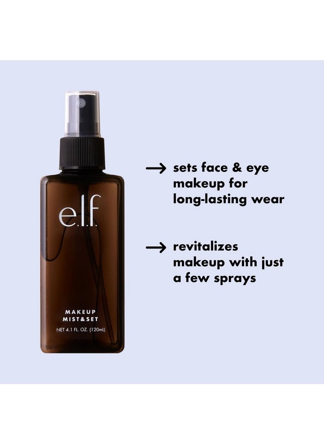 e.l.f. Makeup Mist & Set, Hydrating Setting Spray For Setting & Reviving Makeup, Soothes & Hydrates Skin, Infused With Vitamin A, Vegan & Cruelty-free, 4.05 Fl Oz (120 ml)