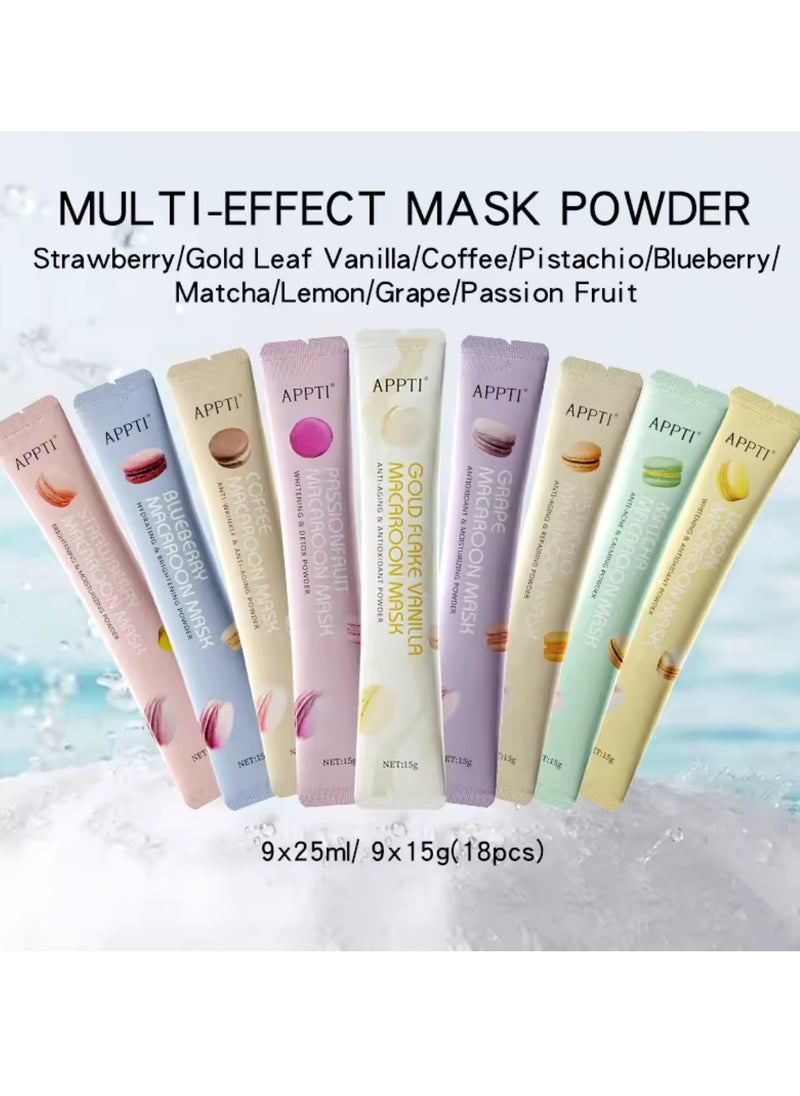 Macaroon Mask Multi Effects Mask Powder Peel Off Multiple Flavors Macaroon Mask for Face Care Home DIY Spa Ordinary Collagen Face Mask with HA and Niacinamide Moisturizing Face Mask Jelly Face Mask