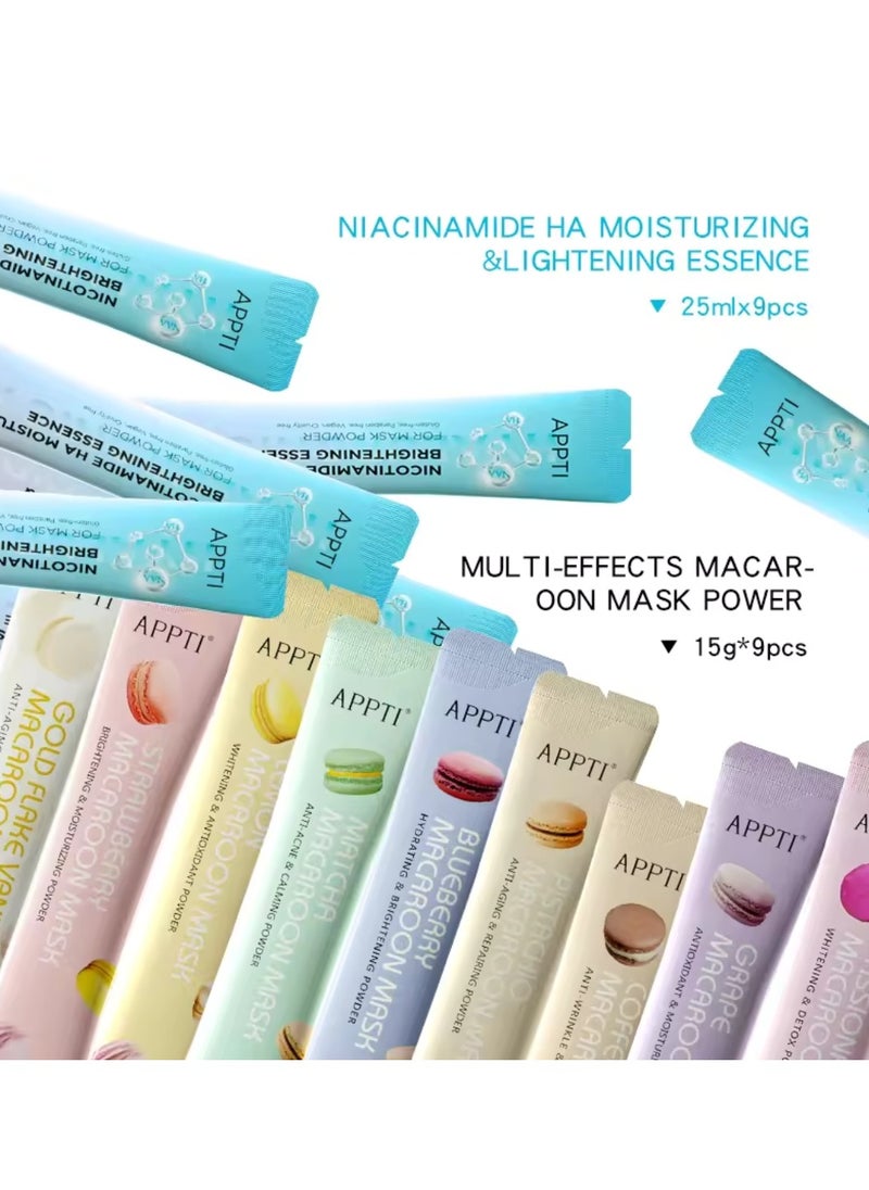 Macaroon Mask Multi Effects Mask Powder Peel Off Multiple Flavors Macaroon Mask for Face Care Home DIY Spa Ordinary Collagen Face Mask with HA and Niacinamide Moisturizing Face Mask Jelly Face Mask