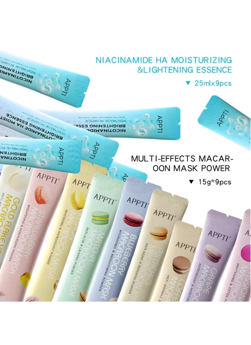 Macaroon Mask Multi Effects Mask Powder Peel Off Multiple Flavors Macaroon Mask for Face Care Home DIY Spa Ordinary Collagen Face Mask with HA and Niacinamide Moisturizing Face Mask Jelly Face Mask