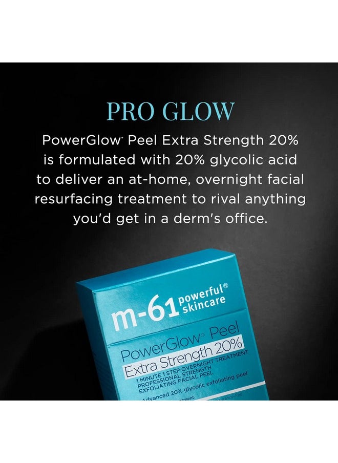 M-61 PowerGlow® Peel Extra Strength 20% - 8 Treatments - 1 minute, 1 step advanced 20% glycolic overnight exfoliating glow peel