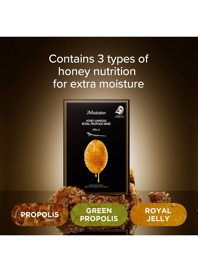 JMsolution Honey Royal Propolis Ampoule Korean Skincare Face Mask -Rich Moisturizing boositng Nutrition -10sheets per box For All Skin Type (Honey Royal)