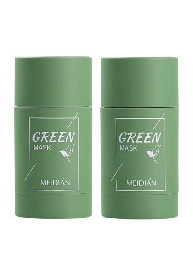 2 Pcs Green Tea Mask Stick for Face, Blackhead Remover with Green Tea Extract, Green Mask Stick for Face Moisturizing, Deep Pore Cleansing for All Skin Types (Green Tea Mask)