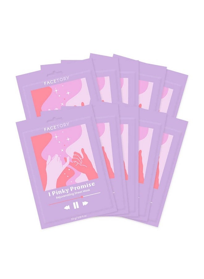 FACETORY K Beauty Face Mask Skin Care - REJUVENATING Sheet Mask for ACNE-PRONE Skin with Beetroot Extract | Brighten Skin, Protect, Strengthen (10 Pack)