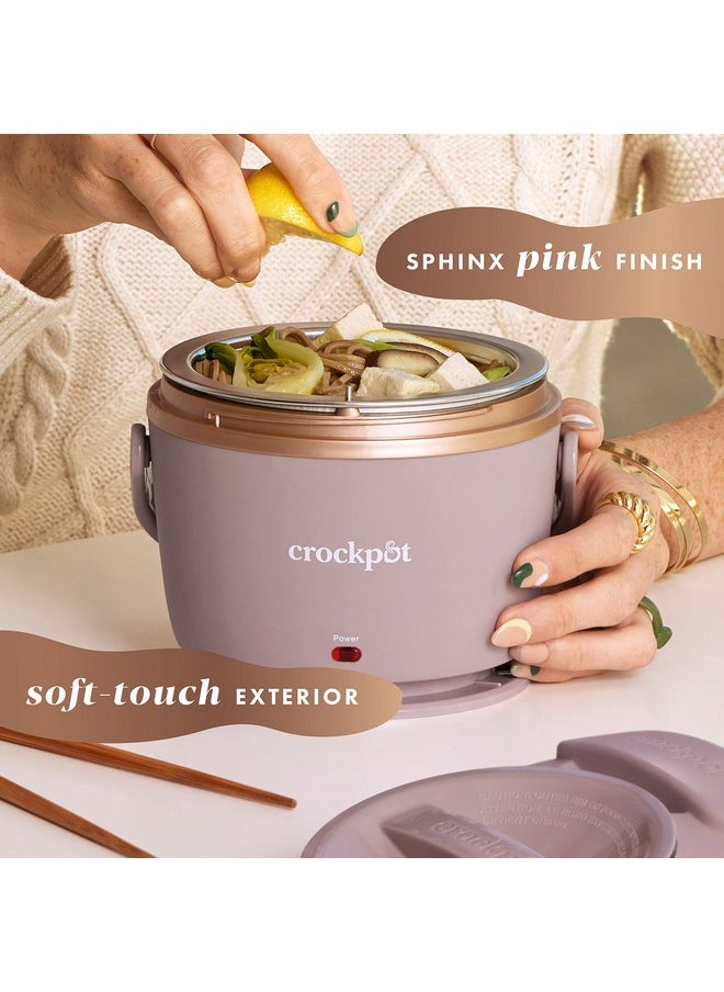 Crock-Pot 20-Ounce Electric Lunch Box, Portable Food Warmer, Blush Pink | Perfect for Travel, Car, On-the-Go | Spill-Free, Dishwasher-Safe