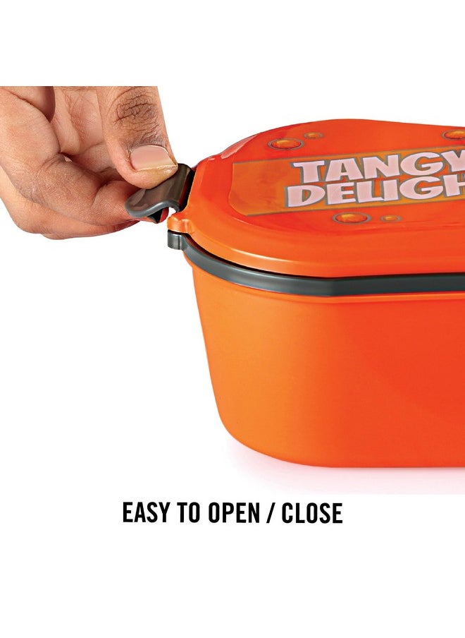 CELLO Doppler Steel Lunch Box for Kids Adults, Orange | Insulated Tiffin Keeps Food Warm | 2 Compartments with Locking Lid | Spill Leak Proof | Ideal for Office, School, Picnic & Travelling