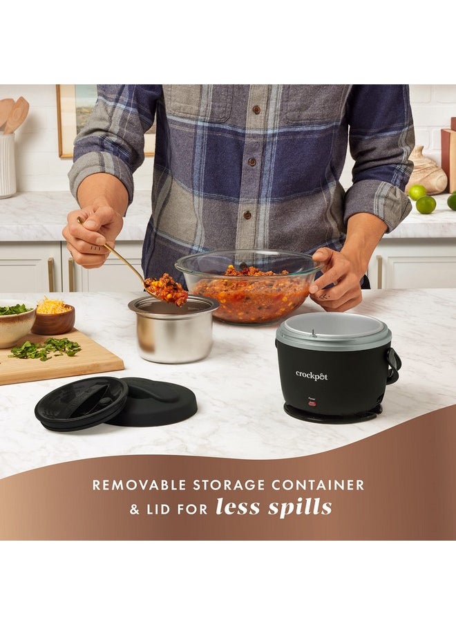 Crock-Pot Electric Lunch Box, 20-Ounce Portable Food Warmer, Black Licorice, Perfect for Travel, On-the-Go & Office Use | Stylish, Spill-Free & Dishwasher-Safe | Ideal Men & Women's Gifts