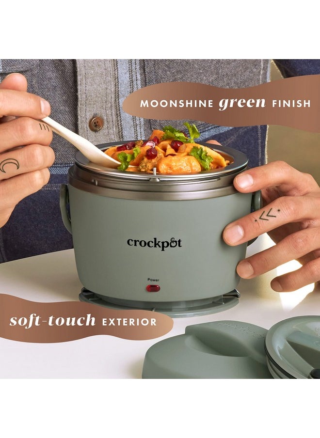 Crock-Pot Portable Electric Lunch Box, 20-Ounce Food Warmer, Moonshine Green | Ideal for Travel, On-the-Go | Keeps Food Spill-Free, Warm & Tasty | Dishwasher-Safe