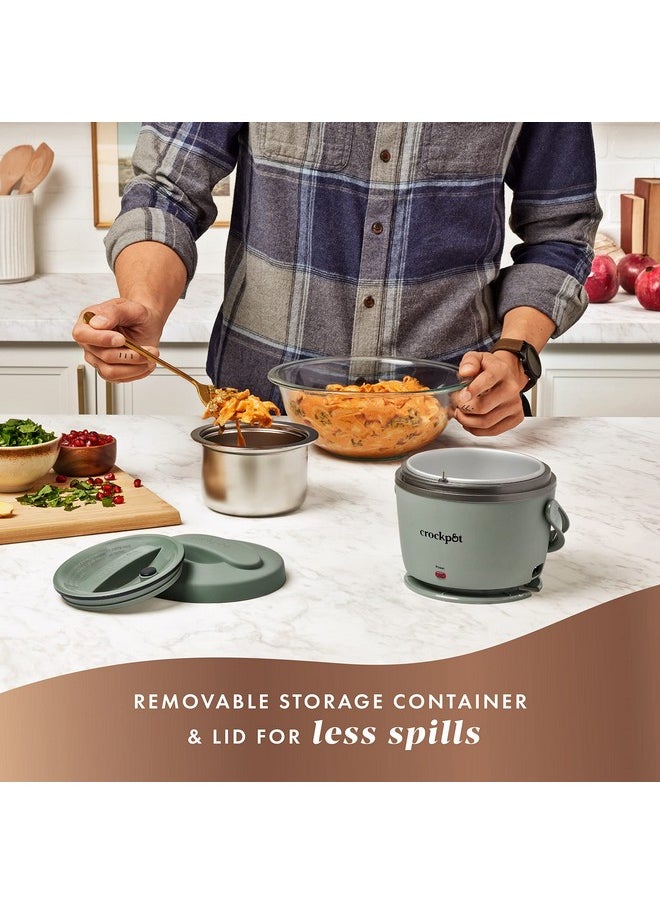 Crock-Pot Portable Electric Lunch Box, 20-Ounce Food Warmer, Moonshine Green | Ideal for Travel, On-the-Go | Keeps Food Spill-Free, Warm & Tasty | Dishwasher-Safe