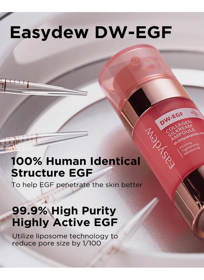 Dw-Egf 55% Collagen Silkream Ampoule- Korean Facial Serum For Firmness & Elasticity With Egf Peptides, Amino Acids - Day & Night Age-Defying Silky Smooth Skincare, 1.86Oz.