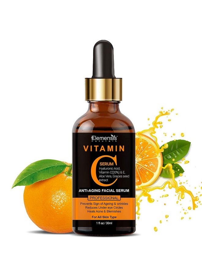 Vitamin C Face Serum With Hyaluronic Acid, Aloe Vera Extract For Face Anti Ageing, Brightening And Whitening Vitamin C Serum 30 Ml