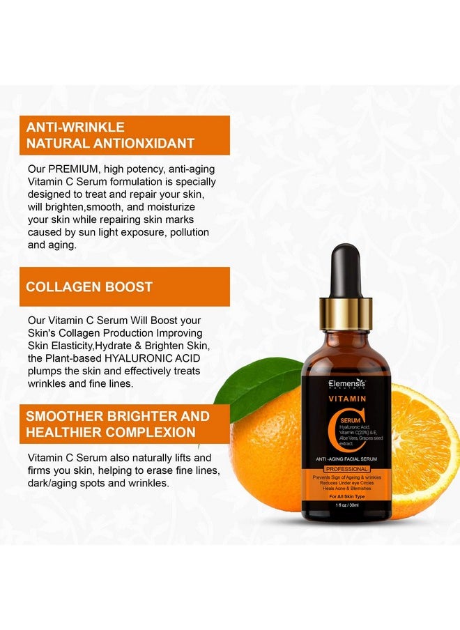 Vitamin C Face Serum With Hyaluronic Acid, Aloe Vera Extract For Face Anti Ageing, Brightening And Whitening Vitamin C Serum 30 Ml