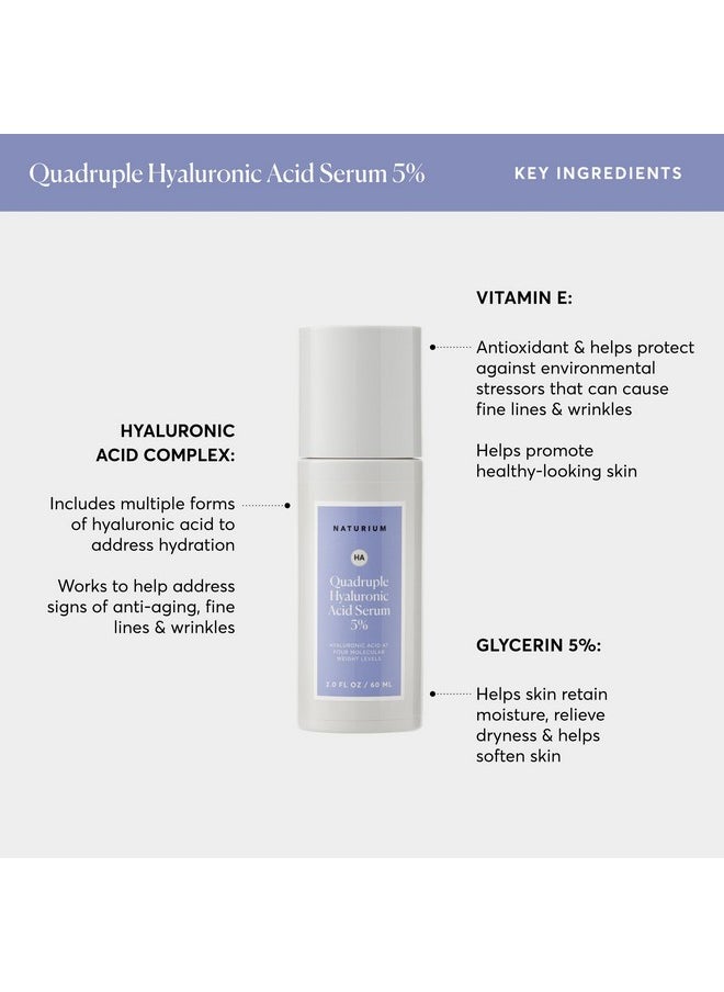 Naturium Quadruple Hyaluronic Acid Serum 5% Jumbo, Hydrating & Plumping Face Serum, Anti-Aging & Moisturizing Skin Care, Fragrance-Free, 2 oz