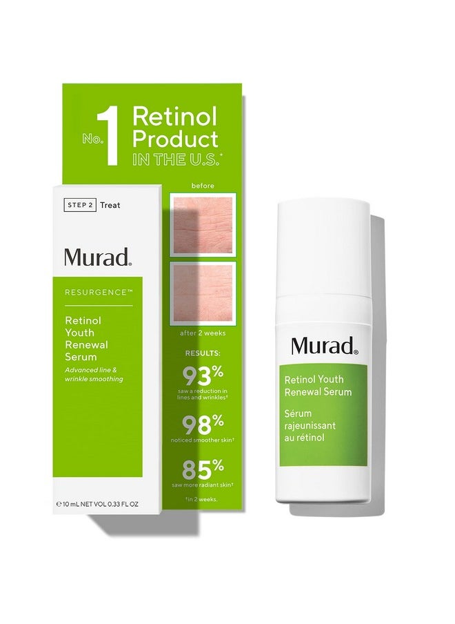 Murad Retinol Youth Renewal Serum - Resurgence Smooths Lines and Wrinkles on Face and Neck - Gentle Anti-Aging Hydrating Hyaluronic Acid Treatment Backed by Science, 0.33 Fl Oz