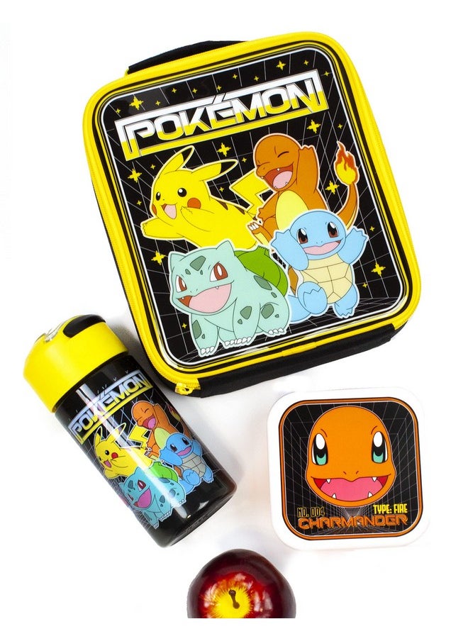 Pokemon Lunch Bag 5 Piece (Food Bag Water Bottle 3 Snack Pots) One Size