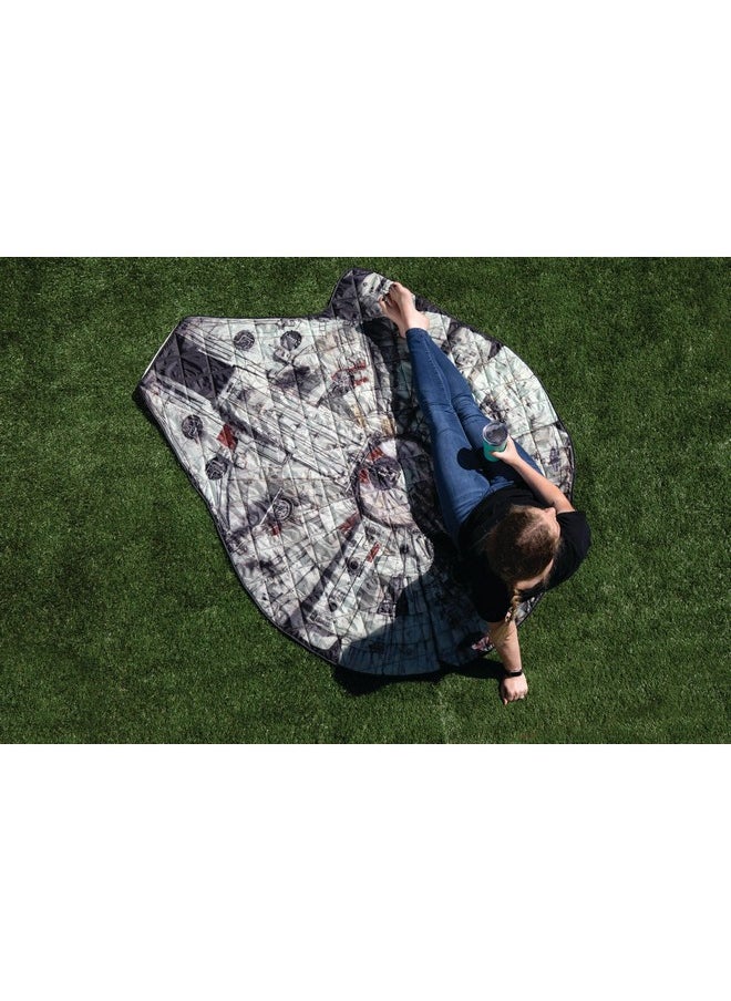 PICNIC TIME Star Wars Millennium Falcon Blanket in a Bag, (Brown with Millennium Falcon Design)