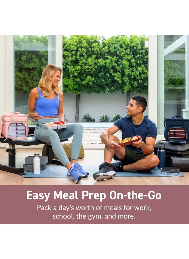 Bentgo Prep Deluxe Insulated Multimeal Bag - Lunch Box Bag, Holds 5 Meals, Premium Insulation up to 8 Hrs, Durable, Water-Resistant - Large Capacity For Adult Meal Prep (Blush)