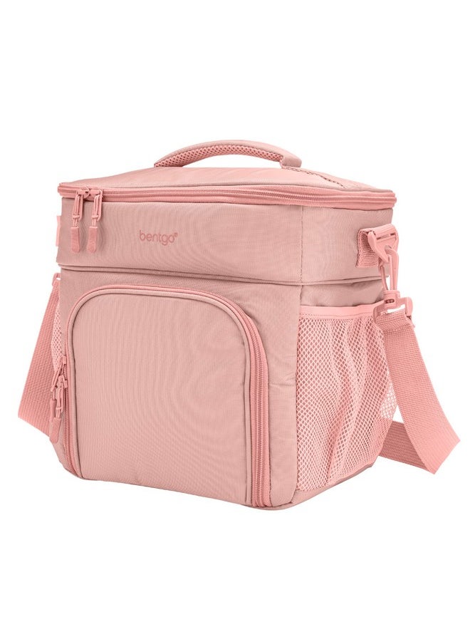 Bentgo Prep Deluxe Insulated Multimeal Bag - Lunch Box Bag, Holds 5 Meals, Premium Insulation up to 8 Hrs, Durable, Water-Resistant - Large Capacity For Adult Meal Prep (Blush)