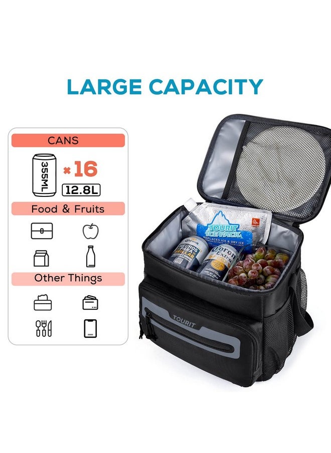 TOURIT Lunch Bag for Men Insulated Lunch Box for Men Leakproof Reusable Lunch Cooler Bag for Work, Office, Outdoor, Picnic, Black