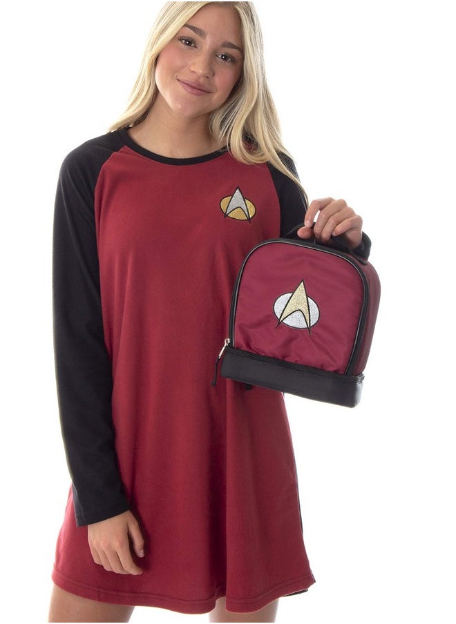 Star Trek The Next Generation Picard Embroidered Starfleet Logo Dual Compartment Insulated Lunch Box Bag Tote