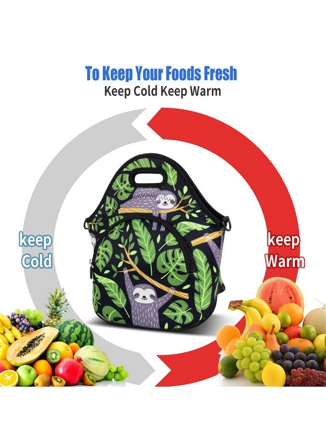 Violet Mist Neoprene Lunch Bag Tote Reusable Insulated Lunch Box with Adjustable Shoulder Strap&Pocket for Women,Men,Adults