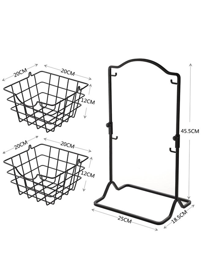 2 Tier Metal Fruit Basket Kitchen Countertop Storage Vegetable Basket Stand,Detachable Produce Basket,Storage Holder For Multipurpose Wire Basket Hanging,Farmhouse Kitchen Tiered Organizer