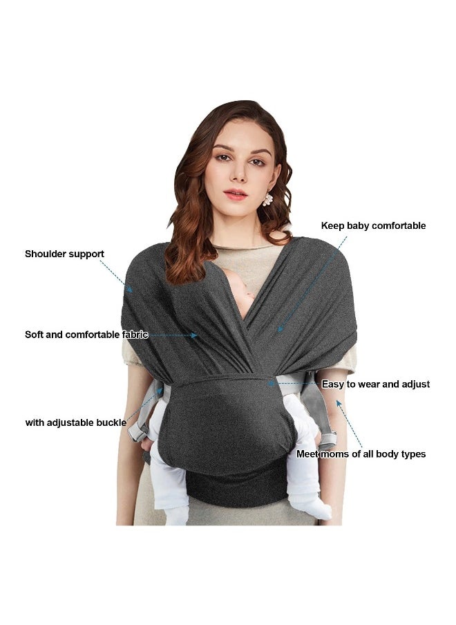 Baby Wrap Carrier Slings, Adjustable Baby Carrier Newborn to Toddler Original Stretchy Infant Sling, Perfect for Newborn Babies and Children up to 35 lbs (Dark Grey)