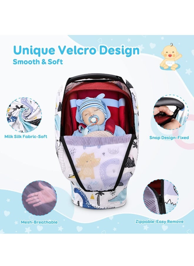 Car Baby Seat Covers Case, Car Seat Stroller Canopy With Breathable Zipperable Peep Window, Mosquito Net, Elastic Wind Sun Protection Cute Cover For Girls Boys