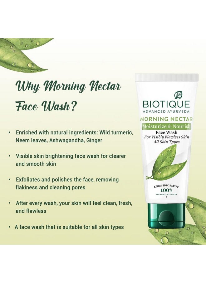 Biotique Morning Nectar Moisturize & Nourish Face Wash For Visibly Flawless Skin All Skin Types, 150ml