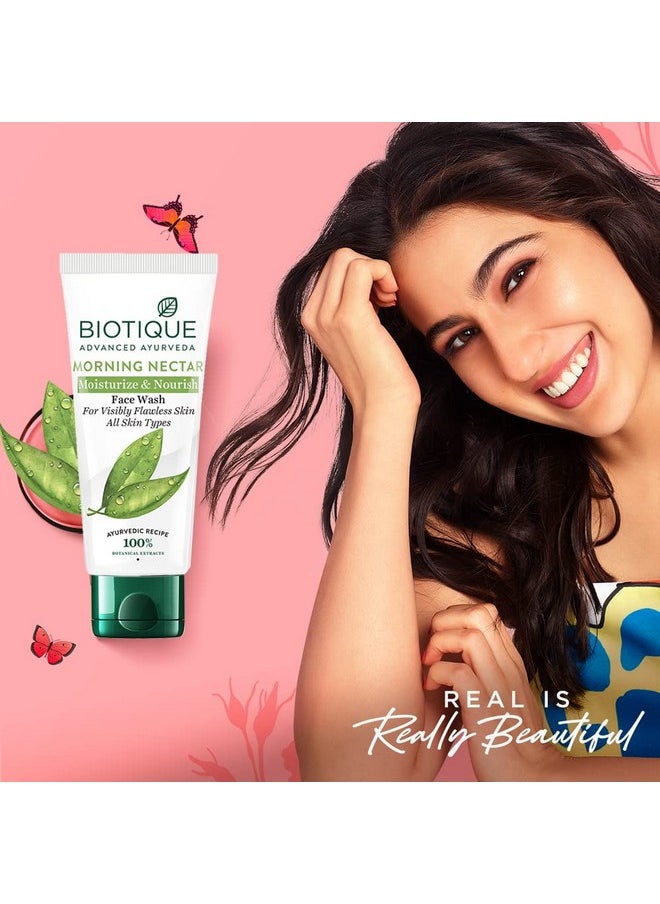 Biotique Morning Nectar Moisturize & Nourish Face Wash For Visibly Flawless Skin All Skin Types, 150ml