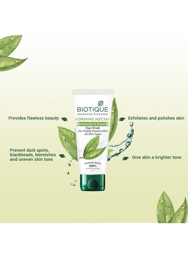 Biotique Morning Nectar Moisturize & Nourish Face Wash For Visibly Flawless Skin All Skin Types, 150ml