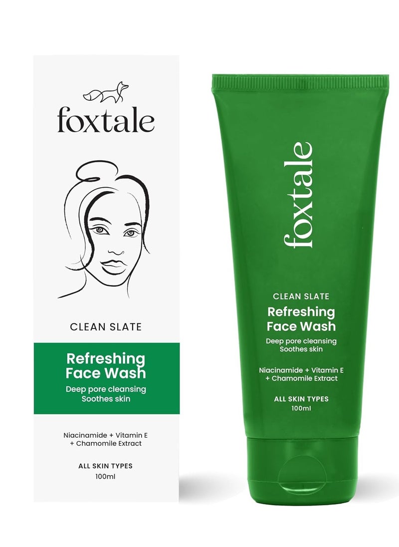 Foxtale Refreshing Face Wash for Deep Cleansing with Niacinamide, Hydrates & Brightens, Non-Drying Cleanser for Glowing Skin, Men & Women, For All...