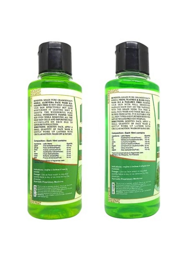 Khadi Pure Aloe Vera SLS & Neem Tea Tree Basil SLS Face Wash, 210 ml (Pack of 2)