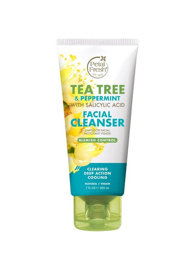 Petal Fresh Tea Tree & Peppermint Blemish Control Facial Cleanser - 200 ml | For Oily & Acne Prone Skin | No SLS, Paraben & Silicones |100% Vegan and Cruelty Free