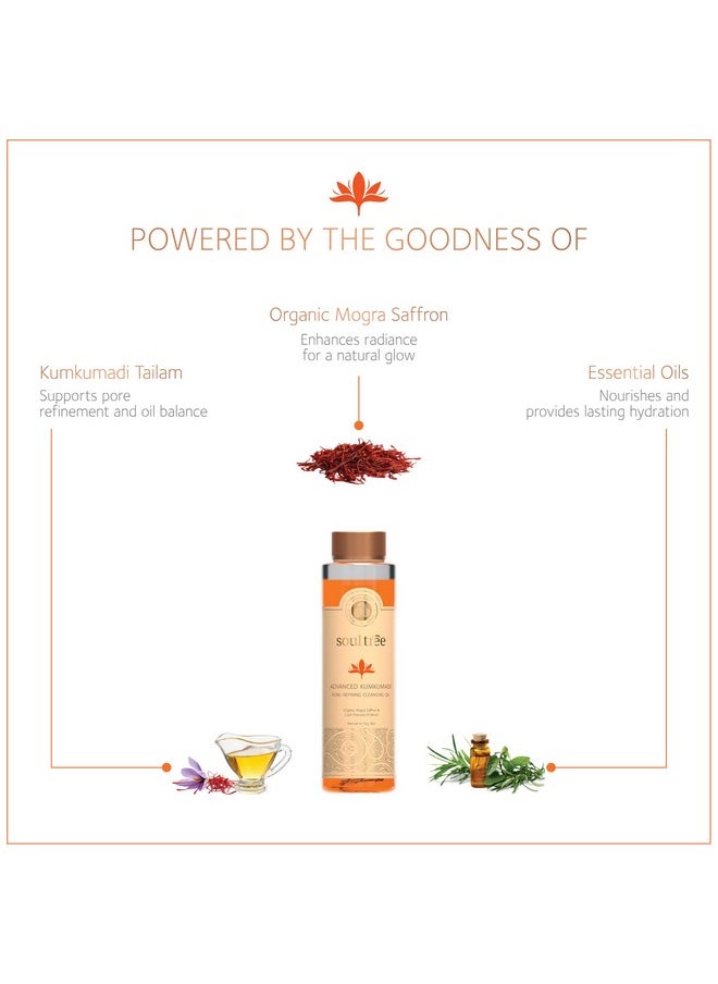 Soultree Advanced Kumkumadi - Pore-Refining Cleansing Oil | 100% Organic Mogra Saffron & Cold-Pressed Oil Blend | Normal to Dry Skin - 105ml