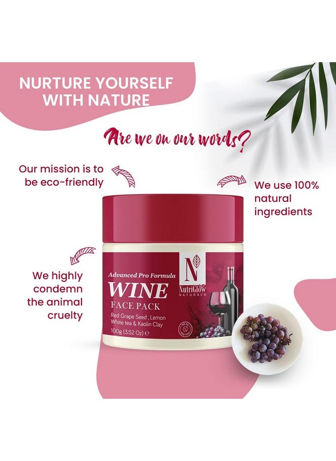 NutriGlow NATURAL'S Wine Face Wash (100gm) & Wine Face Pack (100gm) for Youthful Glow