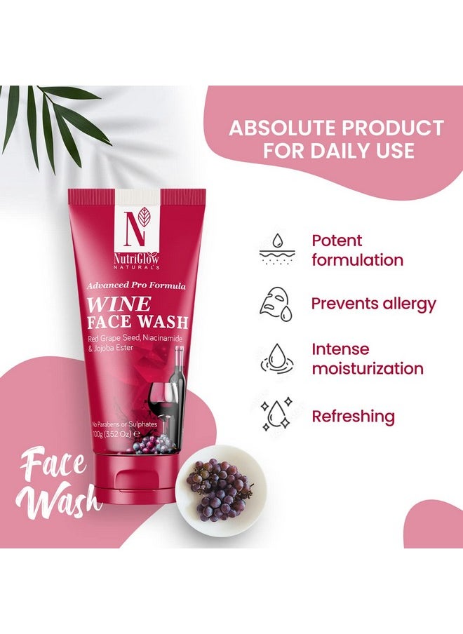 NutriGlow NATURAL'S Wine Face Wash (100gm) & Wine Face Pack (100gm) for Youthful Glow