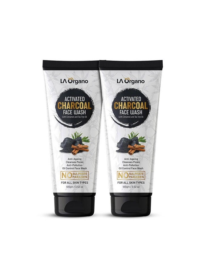 LA Organo Activated Charcoal Face Wash, 100 g each (Pack of 2)