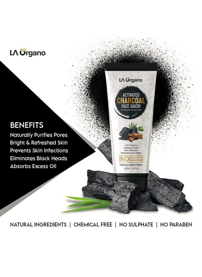 LA Organo Activated Charcoal Face Wash, 100 g each (Pack of 2)